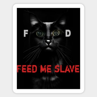 Hungry black maine coon cat  - feed me slave - Sticker